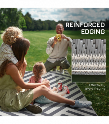 Outsunny Reversible Waterproof Outdoor Rug with Carry Bag, 182 x 274cm, Grey