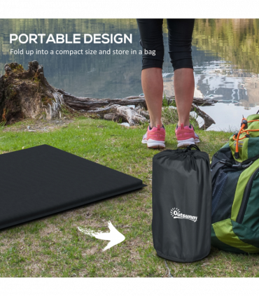 Outsunny Self-Inflating Single Sleeping Pad Air Bed with Carry Bag, Grey