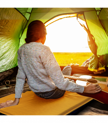 Outsunny Self-Inflating Single Sleeping Pad Air Bed with Carry Bag, Khaki