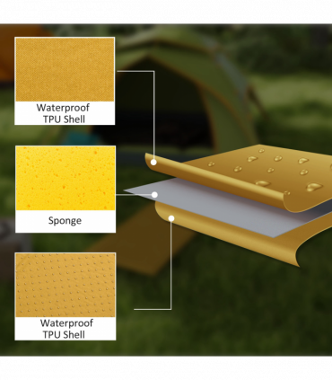 Outsunny Self-Inflating Single Sleeping Pad Air Bed with Carry Bag, Khaki