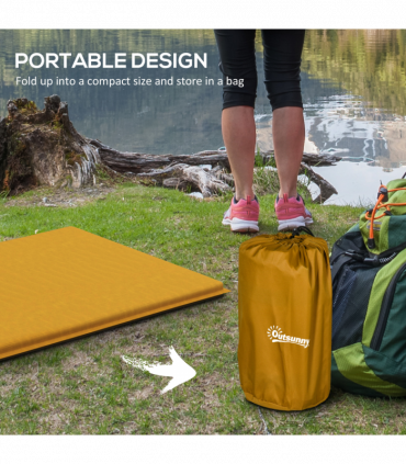 Outsunny Self-Inflating Single Sleeping Pad Air Bed with Carry Bag, Khaki
