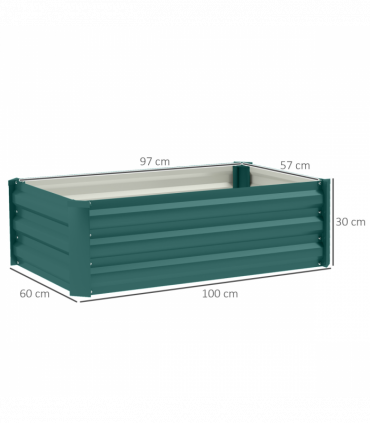 Outsunny Set of 2 Galvanised Raised Garden Bed, Green