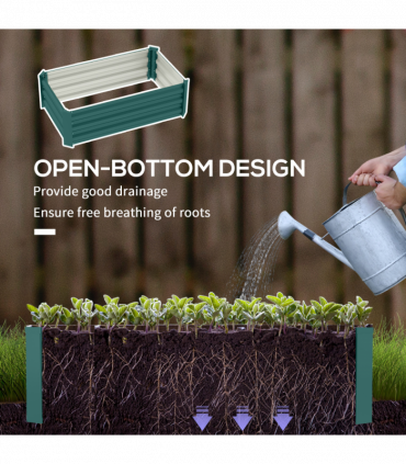 Outsunny Set of 2 Galvanised Raised Garden Bed, Green