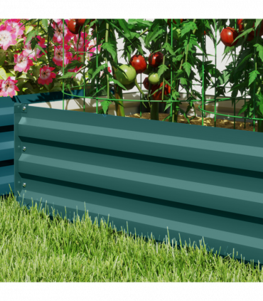 Outsunny Set of 2 Galvanised Raised Garden Bed, Green