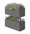 Outsunny Set of 2 Hanging Flower Boxes, 50 cm Long, Rattan Look, Grey