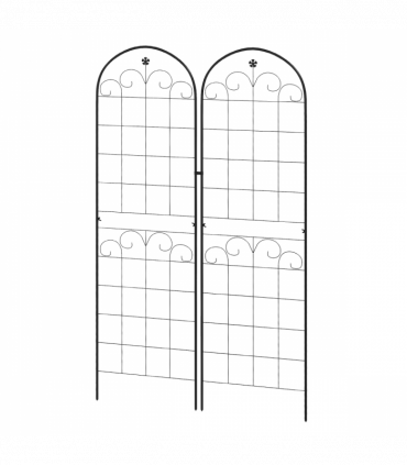 Outsunny Set of 2 Metal Trellis for Climbing Plants, Floral Design