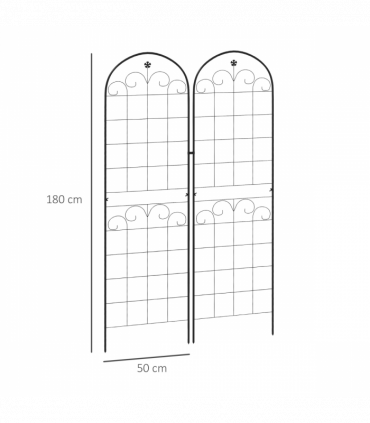 Outsunny Set of 2 Metal Trellis for Climbing Plants, Floral Design