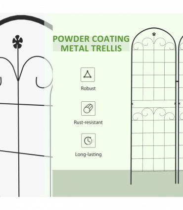 Outsunny Set of 2 Metal Trellis for Climbing Plants, Floral Design