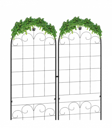 Outsunny Set of 2 Metal Trellis for Climbing Plants, Floral Design