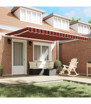 Retractable Awning Retractable Orange and Brown 400 x 300 cm Fabric