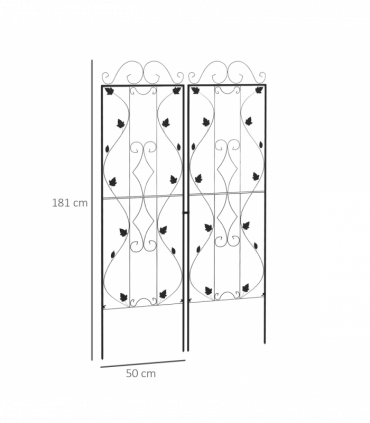 Outsunny Set of 2 Metal Trellis for Climbing Plants, Leaf Design