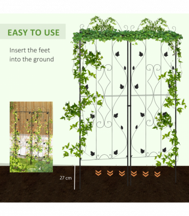Outsunny Set of 2 Metal Trellis for Climbing Plants, Leaf Design