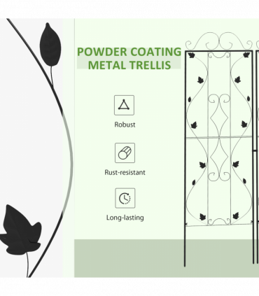 Outsunny Set of 2 Metal Trellis for Climbing Plants, Leaf Design