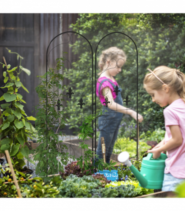 Outsunny Set of 2 Metal Trellis for Climbing Plants, Scrolls Design