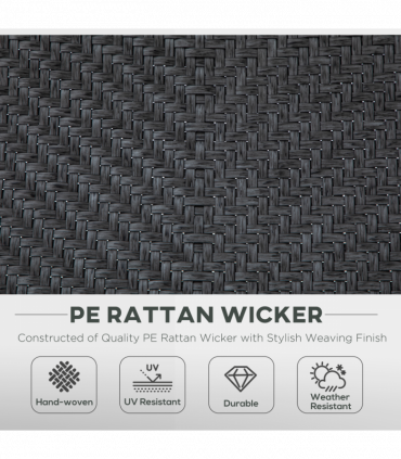 Outsunny Set of 2 Outdoor Rattan Folding Chair Set w/ Adjustable Backrest Grey