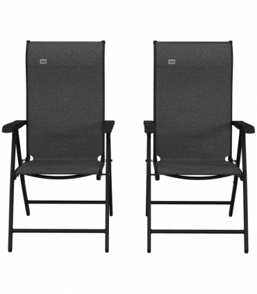 Outsunny Set of 2 Outdoor Rattan Folding Chair Set w/ Adjustable Backrest Grey