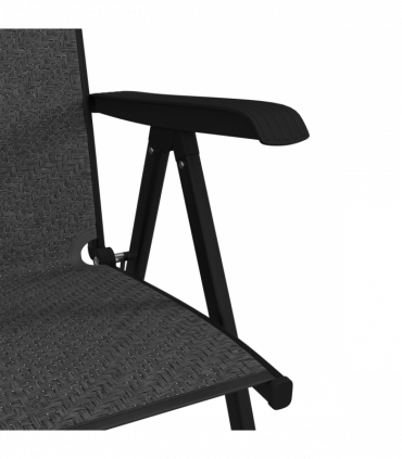 Outsunny Set of 2 Outdoor Rattan Folding Chair Set w/ Adjustable Backrest Grey