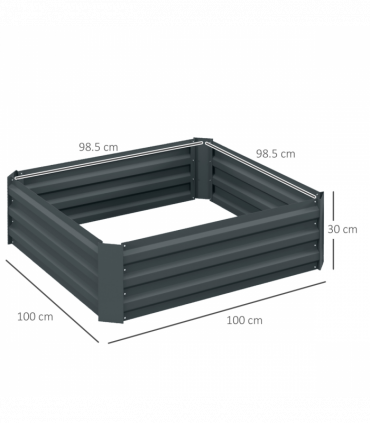 Outsunny Set of 2 Raised Garden Bed Galvanised Planter Box Easy Setup Dark Grey
