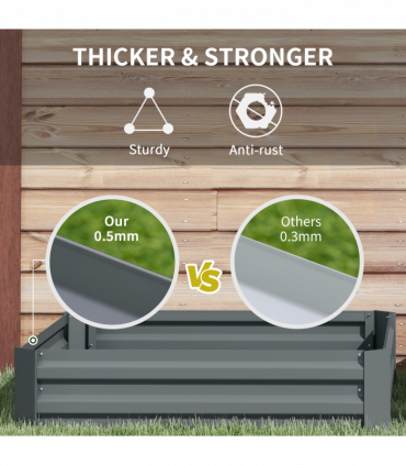 Outsunny Set of 2 Raised Garden Bed Galvanised Planter Box Easy Setup Dark Grey