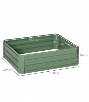 Outsunny Set of 2 Raised Garden Bed Galvanised Planter Box Easy Setup Green