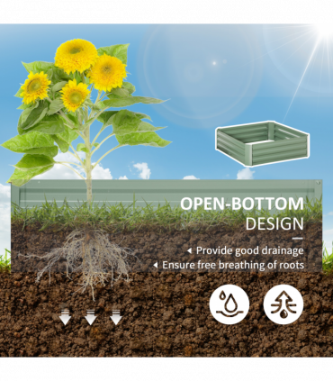 Outsunny Set of 2 Raised Garden Bed Galvanised Planter Box Easy Setup Green