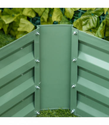 Outsunny Set of 2 Raised Garden Bed Galvanised Planter Box Easy Setup Green