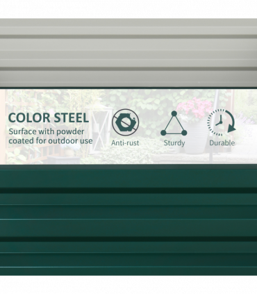 Outsunny Set of 2 Raised Garden Bed Galvanised Planter Box Easy Setup Green