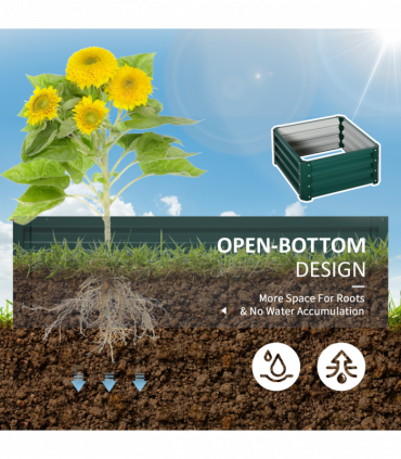 Outsunny Set of 2 Raised Garden Bed Galvanised Planter Box Easy Setup Green