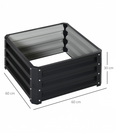 Outsunny Set of 2 Raised Garden Bed Galvanised Planter Box Easy Setup Grey