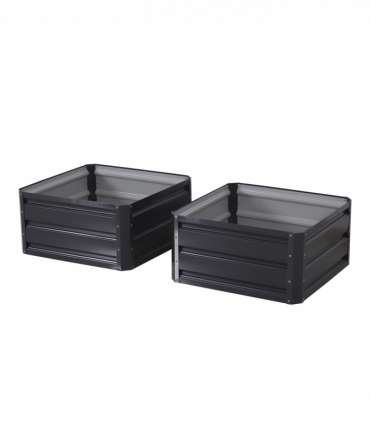 Outsunny Set of 2 Raised Garden Bed Galvanised Planter Box Easy Setup Grey