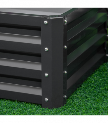 Outsunny Set of 2 Raised Garden Bed Galvanised Planter Box Easy Setup Grey