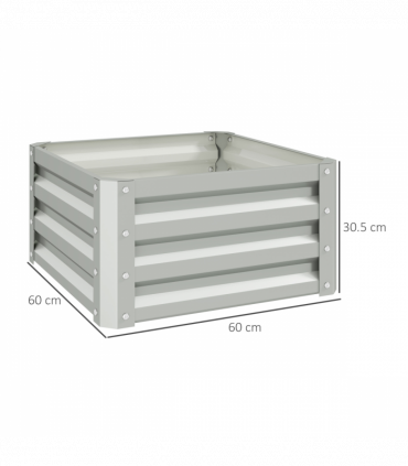 Outsunny Set of 2 Raised Garden Bed Galvanised Planter Box, Light Grey