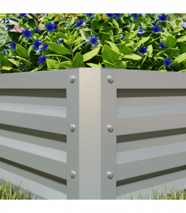 Outsunny Set of 2 Raised Garden Bed Galvanised Planter Box, Light Grey
