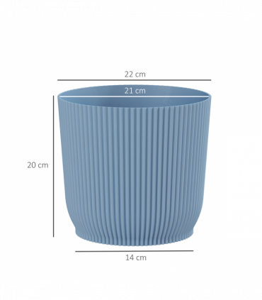 Outsunny Set of 2 Round Plant Pots Outdoor 22cm for Garden Decoration, Blue