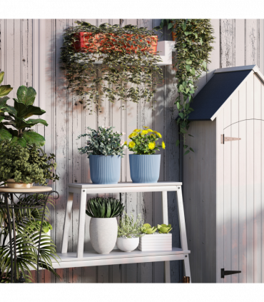 Outsunny Set of 2 Round Plant Pots Outdoor 22cm for Garden Decoration, Blue