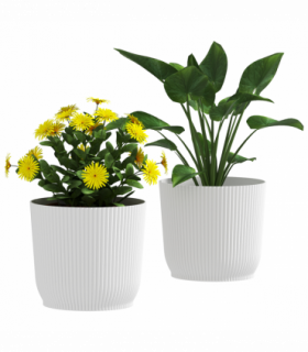 Outsunny Set of 2 Round Plant Pots Outdoor 22cm for Garden, White