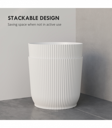 Outsunny Set of 2 Round Plant Pots Outdoor 22cm for Garden, White