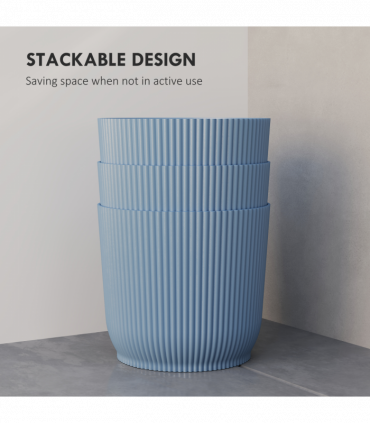 Outsunny Set of 3 Round Plant Pots Outdoor 22cm for Garden Decoration, Blue