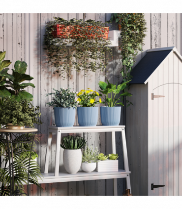 Outsunny Set of 3 Round Plant Pots Outdoor 22cm for Garden Decoration, Blue