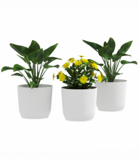 Outsunny Set of 3 Round Plant Pots Outdoor 22cm for Garden, White