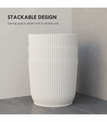 Outsunny Set of 3 Round Plant Pots Outdoor 22cm for Garden, White