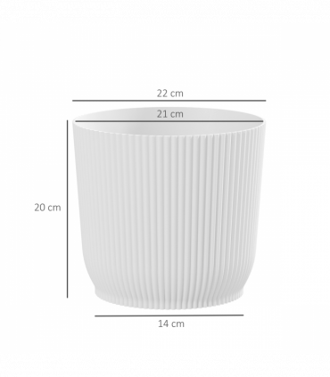 Outsunny Set of 3 Round Plant Pots Outdoor 22cm for Garden, White