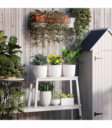 Outsunny Set of 3 Round Plant Pots Outdoor 22cm for Garden, White