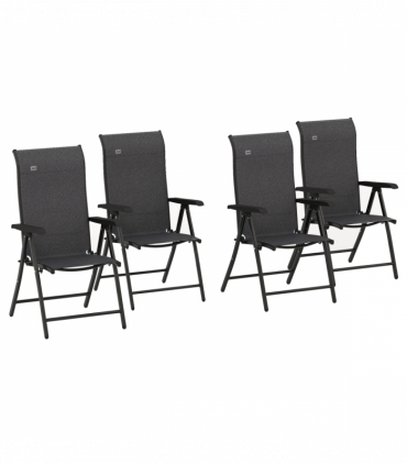 Outsunny Set of 4 Outdoor Rattan Folding Chair Set w/ Adjustable Backrest Grey