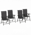 Outsunny Set of 4 Outdoor Rattan Folding Chair Set w/ Adjustable Backrest Grey