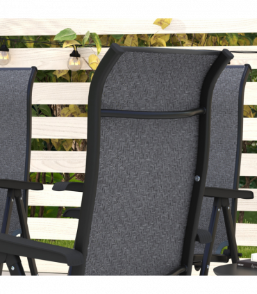 Outsunny Set of 4 Outdoor Rattan Folding Chair Set w/ Adjustable Backrest Grey