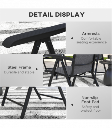 Outsunny Set of 4 Outdoor Rattan Folding Chair Set w/ Adjustable Backrest Grey