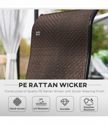 Outsunny Set of 4 Outdoor Rattan Folding Chair w/ Adjustable Backrest Brown