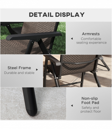Outsunny Set of 4 Outdoor Rattan Folding Chair w/ Adjustable Backrest Brown