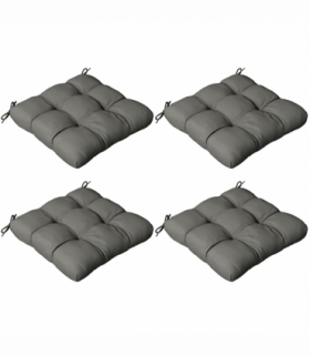 Outsunny Set of 4 Outdoor Seat Cushion with Ties, for Garden Furniture, Grey